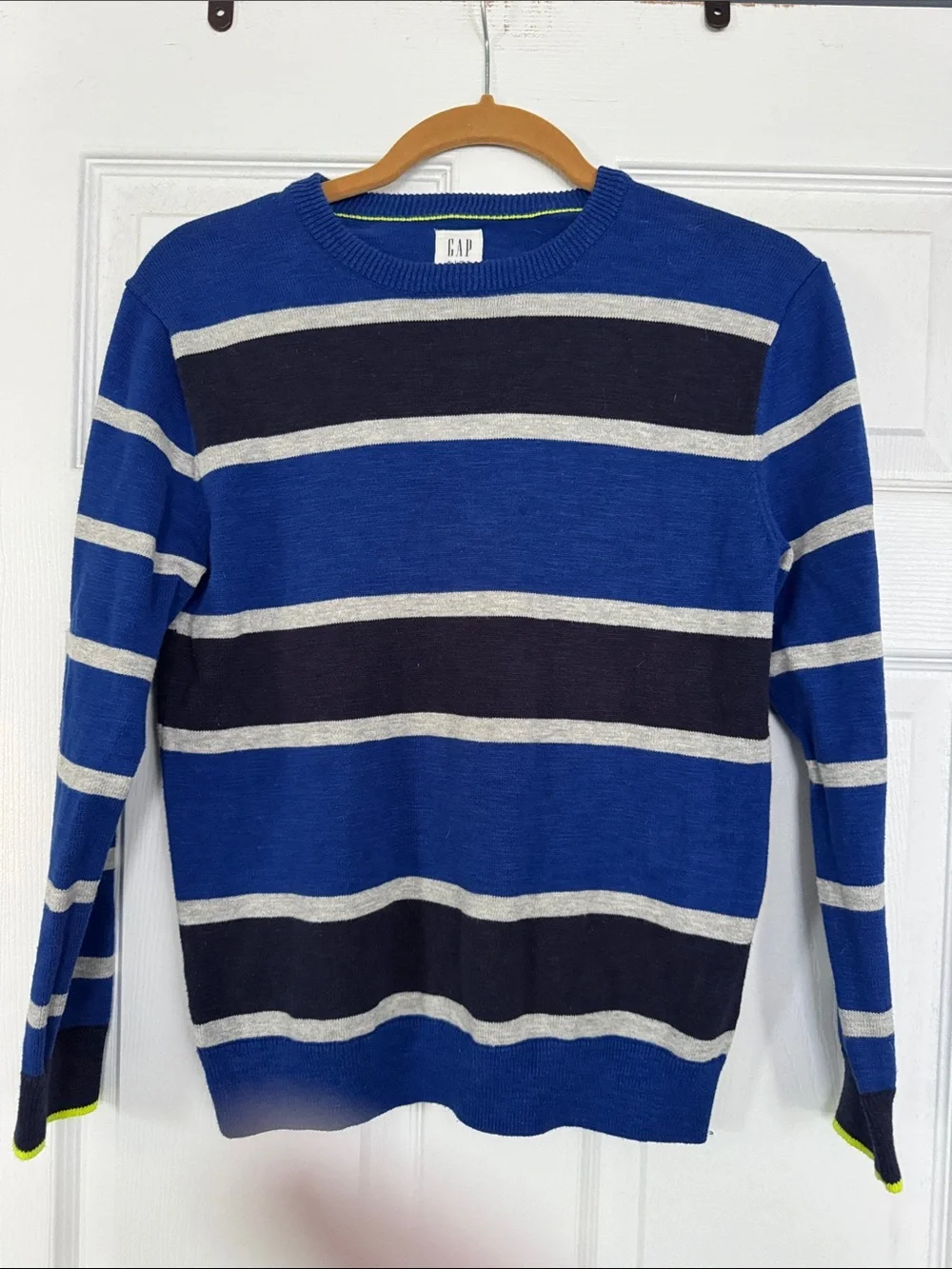 GAP boys xl 12 Royal Blue Striped Crewneck Sweater